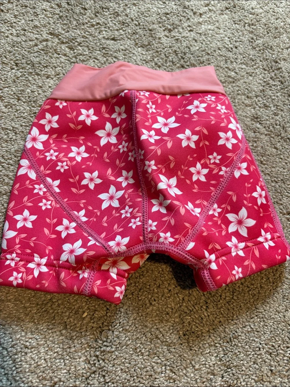 Splash About Pink Floral Kids Swim Trunks with Fold-Over Waistband